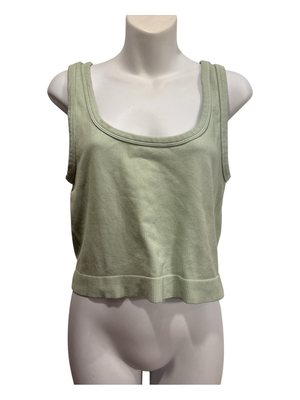Better Together ribbed crop tank top in light sage green size XL